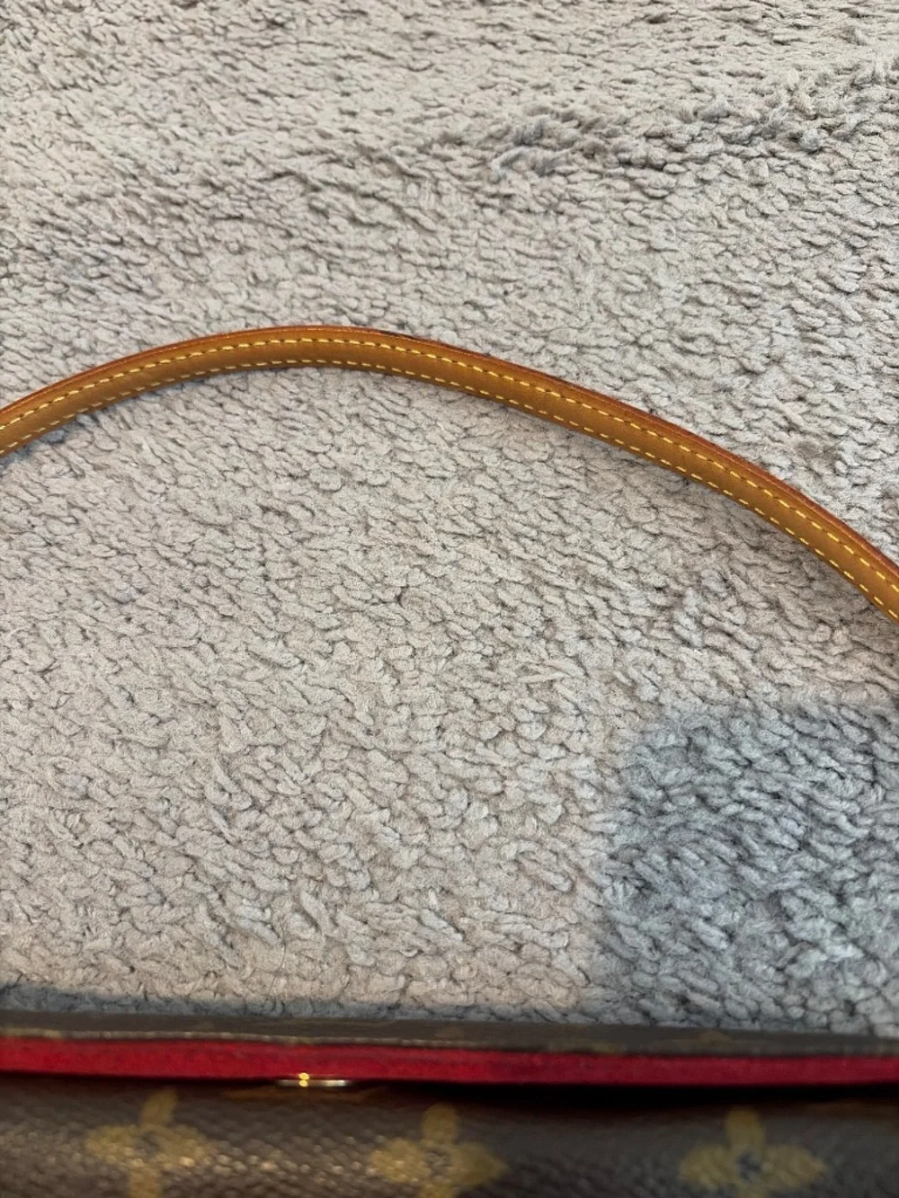 Louis Vuitton Monogram Shoulder Bag with Red Trim and Vachetta Strap
